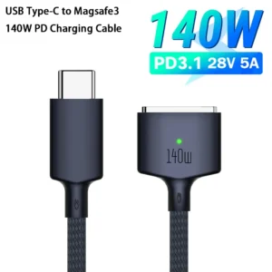 140W USB Type C to Magsafe 3 Magnetic Charger Cord Laptop Charging Cable Converter PD 2M for MacBook Air/Pro A2442 A2485 A2681