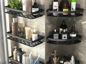 Bathroom Shelf Kitchen Storage Organizer Aluminum Alloy Shampoo Rack Shower Shelf Bathroom Accessories No Drill Shelf