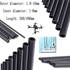 1-5pcs Carbon Fiber Tube Hollow Round Shaft 1.8 2 3 4 5 6 7 8 10mm OD 200 400mm Length carbon fiber tube round