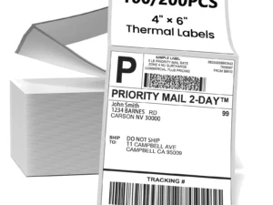 4x6 Inch Direct Thermal Shipping Labels 100/200 Sheets Adhesive Paper White Sticker For DHL UPS Express LOGO Barcode Label Maker