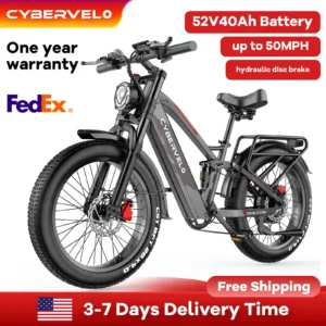 Cybervelo Strong Power Ebike, 5000W Motor Off Road Electric Bike, 100 Miles Long Range, 26"x4.0” Fat Tire, 60V 50Ah Big Battery EK9