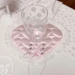 Korean Coasters Lace Heart-shaped Coaster Cute Girl Hearts Cotton Insulation Anti Slip Coasters Home Decoration Accessories