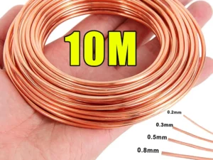 10M T2 Pure Copper Wire Round Coil Conductive Bare Copper Cable Wires for Electric Wire DIY Craft 0.3/0.5/0.8/1/1.2mm