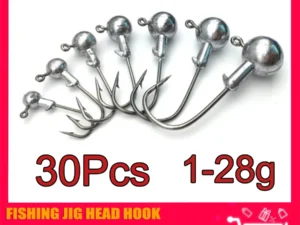MrLurion 30pcs 1g 2g 3g 5g 10g 14g 18g 22g 25g 28g Fishing jigging head hook ,round head rigs fishhook for soft worm crank lures