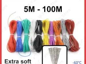 5M-100M Heat-resistant Cable Ultra Soft Silicone Wire 30 28 26 24 22 20 18 16 14 AWG High Temperature Flexible Copper Connector