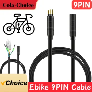 9 PIN EBIKE Wheel Hub Motor Cable, E-BIKE Extension Wire with Waterproof Port, 60cm/120cm, Golden and SM Plug Optional