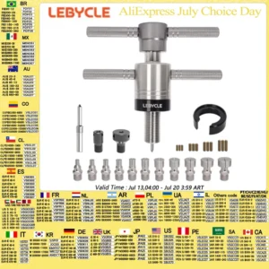 LEBYCLE Hub Bearing Removal Tool for MTB/Road Bike Front/Rear Wheels, Bicycle Hub Base Repair Tool with Durable Alloy Adapters
