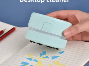 Mini Desk Vacuum Cleaner, Portable Desktop Cleaner for Crumbs/Paper/Eraser Debris, Battery-Powered with Brush, Cute Macaron Colo