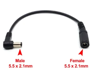 DC 5.5 x 2.1mm Cable Male to Female Adapter, 5.5*2.1mm Right Angle 90 Degree Charging Cable
