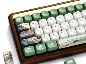 XVX Ceramic Glaze Coating Keycaps PBT MOA Profile 5 Side Dye Sublimation White and Green U-kiyoe Fugaku Key Cap 129 Keys