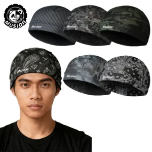 Musion Original Design Motorcycle Head Cover Helmet Cap Moisture Wicking Dry Fit Skull CapHelmet Inner Helmet for Cycling