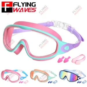Colorful Kids Swim Goggles Wide Vision Anti-UV Anti-Fog No Leak Pool Swimming Accessories for Boys Girls Youth Toddler Age 3-15