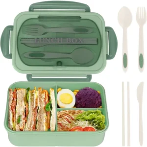 1200ML Lunch Bento Box for Adults Office Worker Picnic LeakProof Lunch Box with Utensils 3 Compartment Bento Box Microwave Safe