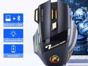 Wireless Gaming Mouse USB IMICE GW-X7 3200DPI Dual Mode Rechargeable 7 Keys 2.4Ghz Silent Mouse Bluetooth 7-color Breathing LED