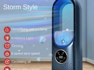 Portable USB Air Cooler Leafless Electric Fan 6 Speed Silent Timer Air Conditioner Cooling Fan Humidifier Conditioning Fan