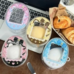 Colorful Transparent Doll Storage Bags for 10cm Plush Doll Protective Case Kids Toy Organizer Box Display Bag with Keychain New