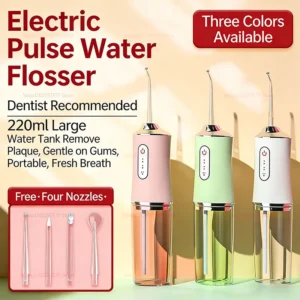 Electric Water Flosser Cordless Dental 3 Modes 4 Nozzles Cleaning and Flossing Water Dental Portable Floss Irrigator new
