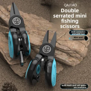 Portable stainless steel lure scissors fishing line PE line serrated blade MINI fishing scissors telescopic buckle