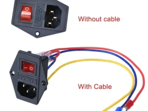 10A250V Inlet Module Plug Rocker Switch Power Switch AC Power Outlet with Red Triple Rocker Switch Fused Module Plug for 3d Part