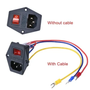 10A250V Inlet Module Plug Rocker Switch Power Switch AC Power Outlet with Red Triple Rocker Switch Fused Module Plug for 3d Part