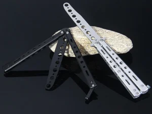 Martial Arts Practice Knife Portable Steel Metal Folding Butterfly Knife for Practicing Flipping Tricks