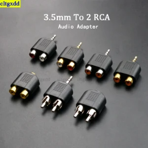 Cltgxdd 1 Piece 3-Pole 3.5mm Dual Channel Jack Stereo Male Pair 2 RCA Plug Female Adapter Y Splitter RCA Audio Adapter Connector