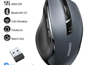 UGREEN Wireless Mouse Bluetooth5.0 Mouse Ergonomic 4000DPI 6 Mute Buttons Mouse For MacBook Tablet Laptops Computer PC 2.4G Mice