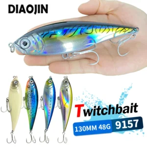 130mm 48g Pencil Fishing Lures Saltwater Trout Pesca Artificial Hard Twitchbait 3D Floating Wobblers for Twitch Fishing Supplies