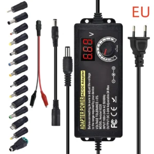 AC to DC Power Supply Adjustable Laboratory Supply Power Source 3V-24V-3A Portable Universal Adapter EU/US Plug Alligator Clip