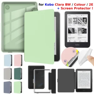 For Kobo Clara BW Case Colour 2E + Screen Protector Auto Sleep Leather Magnetic Cover Transparent Acrylic Case 6'' Ebook Funda