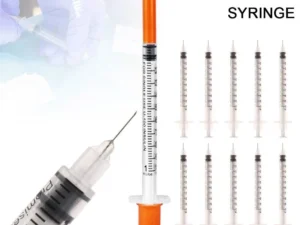 10Pcs 1ml Disposable Veterinary Syringe Plastic Sterile Syringe Orange Cap With Needles For Pet Farm Animal Cattle Sheep Horses