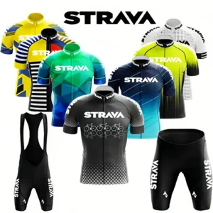 Strava Men's Cycling Outfit Bicycle Shorts Road Bike Sports Set Mountain Cycle Jersey Breathable Summer Clothing Pro Uniform