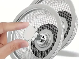 2Set Kitchen Sink Strainer With Handle & Stopper Replacement Drain Basket Stainless Steel Mesh Filter Waste Hole