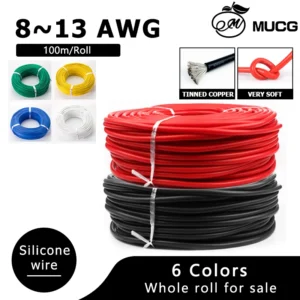100m/roll 6Colors Silicone wire Car battery Silicone cable Power Electrical extension wires Flexible wire 8 9 10 11 12 13 AWG
