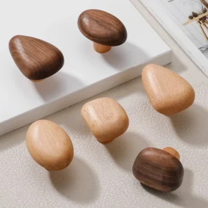 Nordic Kids Wooden Cabinet Handles Creative Cartoon Pebble Drawer Pulls Natural Wood Knobs for Children's Room Wardrobe
