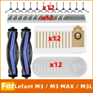 Compatible For Lefant M3 / M3 MAX / M3L Vacuum parts Main Side Brush HEPA Filter Mop Cloth Dust Bag Replacement Accessories