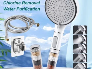 Bathroom Shower Head with Stop Button 5 Mode Anti Limestone Filter Hygienic Remove Chlorine Handheld Head Filtration Shower Head