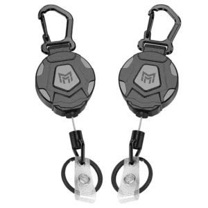 31.5” Steel Retractable Cord Keychain Anti Theft ID Badge Holder Reel Carabiner Heavy Duty Lanyard Telescopic Keychain