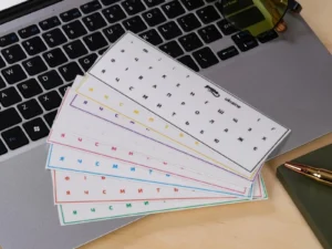 Ukrainian Language Keyboard Stickers for Desktop and Laptop Computers, Single Transparent Side-Engraved Stickers