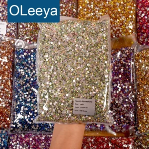 OLeeya Wholesale in Bulk Glitter Glass Non Hotfix Rhinestones стразы Strass Diamond Art Stones For Nail Art Garment DIY