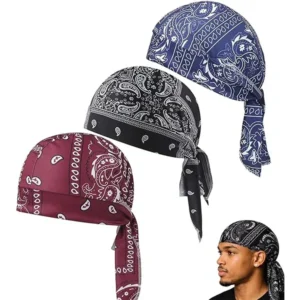 Paisley Print Hijab Caps Quick Dry Adjustable Bandana Headscarf UV Protection Breathable Cycling Head Wrap Outdoor Activities