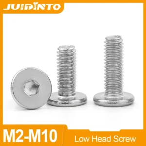 JUIDINTO 2-50pcs Hex Socket Ultra Thin Super Low Flat Wafer Head Screw Bolt M2 M2.5 M3 M4 M5 M6 M8 Stainless Steel CM Screw