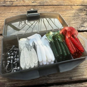 50PCS Silicone Soft Lure T Tail Grub Worm 5cm Metal Jig Bait 2g Jigging Head Hook Fishing Tackle Box Pesca Swimbait