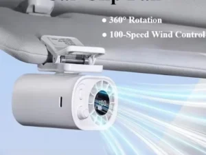 Car Clip On Fan, Outdoor Umbrella Fan & Waist Clip Fan, 360° Rotatable 100-Speed USB Rechargeable Desktop Cooling Fan