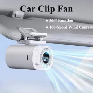 Car Clip On Fan, Outdoor Umbrella Fan & Waist Clip Fan, 360° Rotatable 100-Speed USB Rechargeable Desktop Cooling Fan