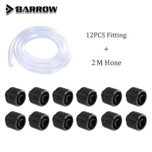 Barrow Soft Tube Fittings Combo Kit 3/8''Thick 9.5*15.9mm/9.5*12.7mm PC Water Cooling System,Black White Silver Gold