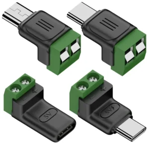 USB C to 2Pin Screw Terminal Adapter Solderless Plug Type-C to 2 Pin Crimp 5V 3A Phone Laptop Charging Conversion