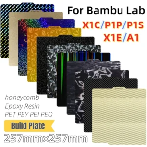 For Bambulab A1 Build Plate P1S X1C Pei Textured 257x257 H1H PEY Peo Sheet Spring Steel For Bambu Lab X1 Carbon Bambulab P1P Bed