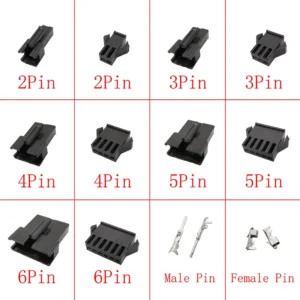 Black JST SM 2.54mm Pitch Connector 2/3/4/5/6/7/8 Pin Male Female Plug Housing Wire Connectors Plastic Shell Crimp Pin Terminal