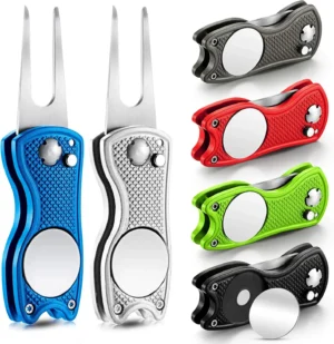 1/2pc Foldable Golf Divot Repair Tool with Golf Ball Tool Pitch Groove Cleaner Golf Accessories Putting Green Fork Training Aids